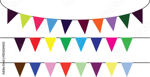 Colorful triangle flags for celebration of any event