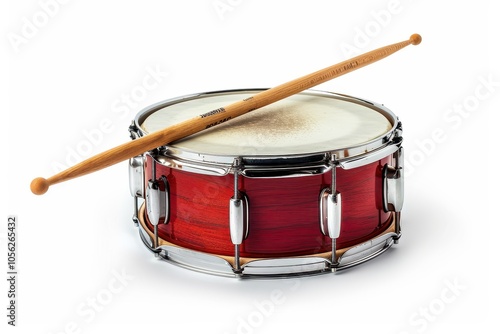 Red drum with sticks isolated on white background