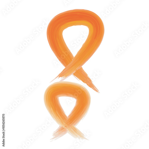 Set of 2 orange awareness ribbon icons, simple icon illustration - leukemia and multiple sclerosis awareness.
