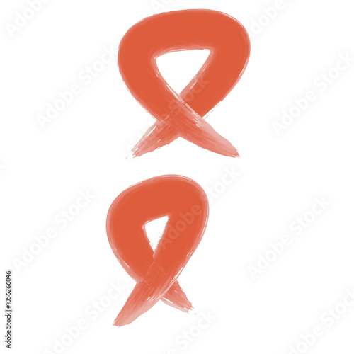 Set of 4 red awareness ribbon icons, simple icon illustration - Multiple Sclerosis, drunk driving prevention, drug prevention, HIV/AIDS awareness.