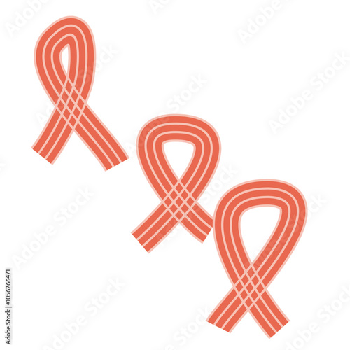 Set of 3 red awareness ribbon icons, simple icon illustration - Multiple Sclerosis, drunk driving prevention, drug prevention, HIV/AIDS awareness.