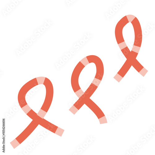 Set of 3 red awareness ribbon icons, simple icon illustration - Multiple Sclerosis, drunk driving prevention, drug prevention, HIV/AIDS awareness.