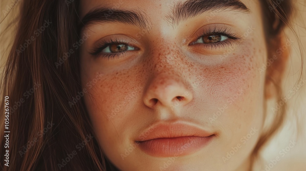 Beautiful Woman with Freckles - Close-Up Beautiful Woman with Freckles - Close-Up