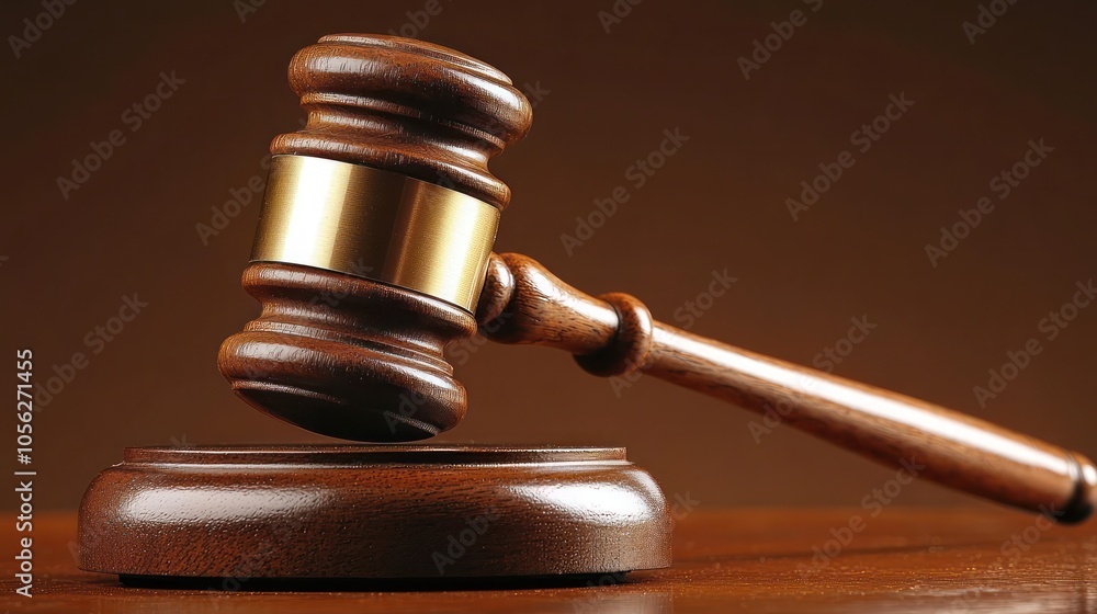 Judiciary's Decisive Moment: A judge's gavel strikes in a courtroom, capturing a crucial moment in the legal process. Judiciary's Decisive Moment: A judge's gavel strikes in a courtroom, capturing a crucial moment in the legal process.