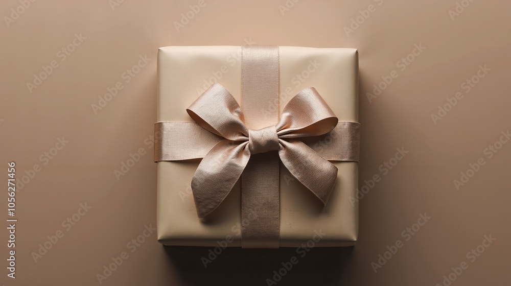 A gift wrapped in gold paper with a bow on top A gift wrapped in gold paper with a bow on top