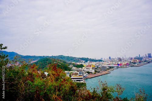 Kaohsiung, Taiwan, Republic of China, 01 25 2024: The landscape of Cijin island, lighthouse and cihou fort	 photo