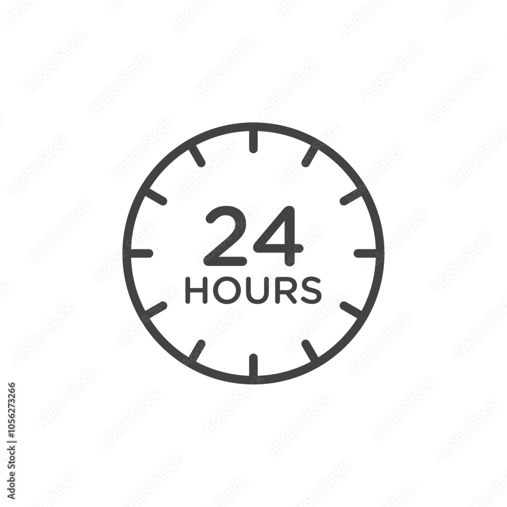 24 hours icon Symbol mark in filled style 24 hours icon Symbol mark in filled style