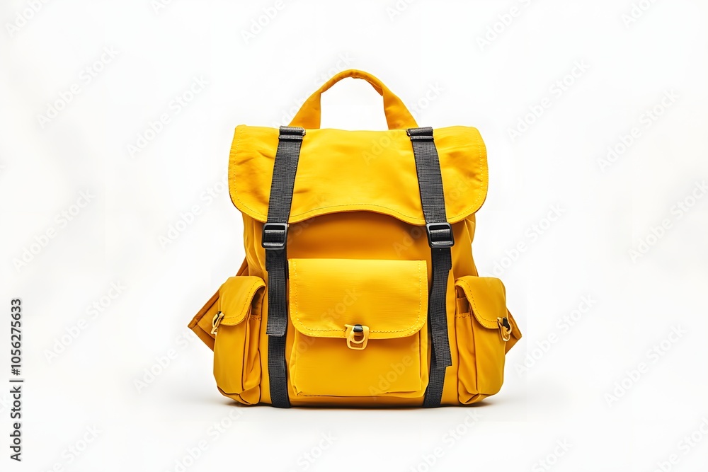 Lemon yellow backpack vibrant pastel fashion mockup Lemon yellow backpack vibrant pastel fashion mockup