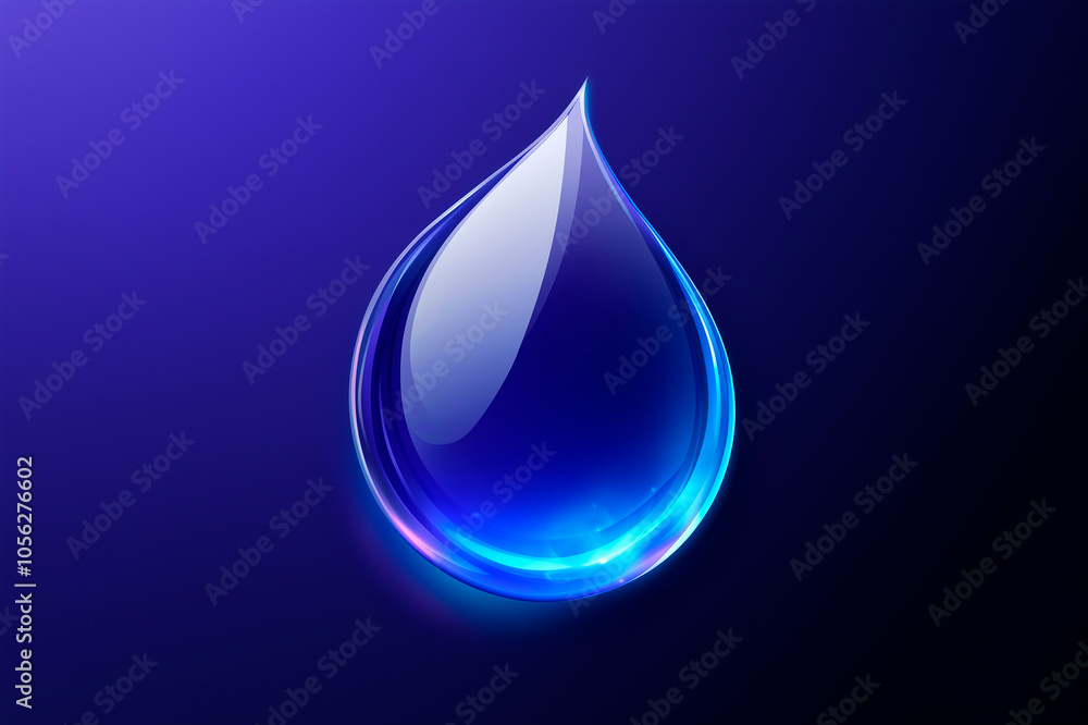 Futuristic Blue Droplet with Radiant Light Futuristic Blue Droplet with Radiant Light