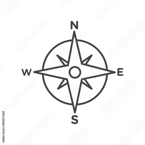 Compass Icon Symbol mark in filled style