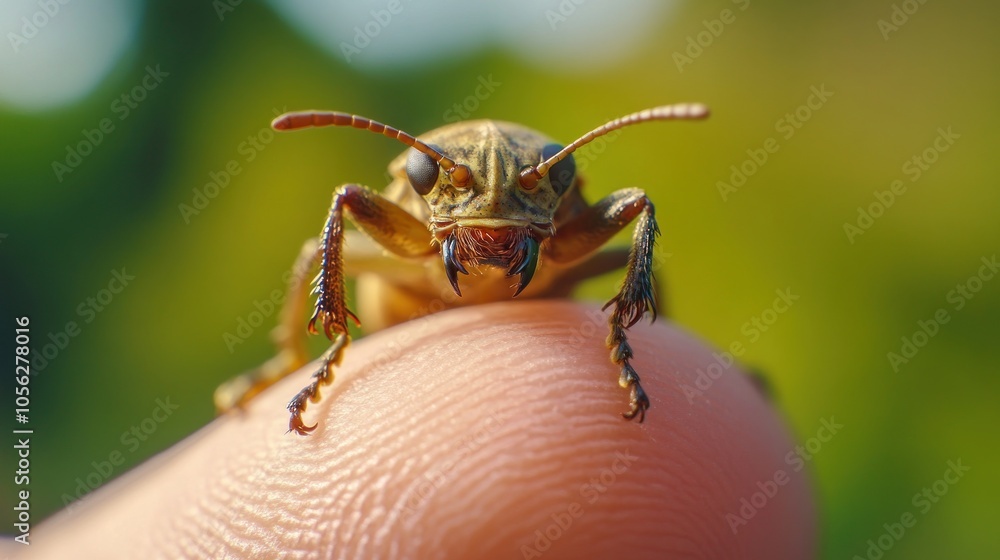 Close-up of a Longhorn Beetle on a Finger Close-up of a Longhorn Beetle on a Finger