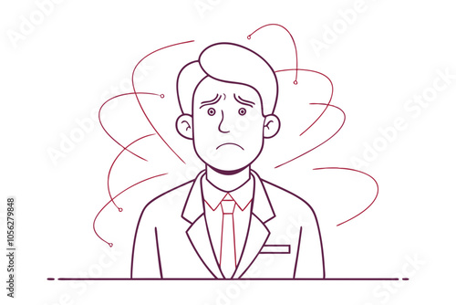 Stress in the Workplace Line Drawing of a Tired Businessman