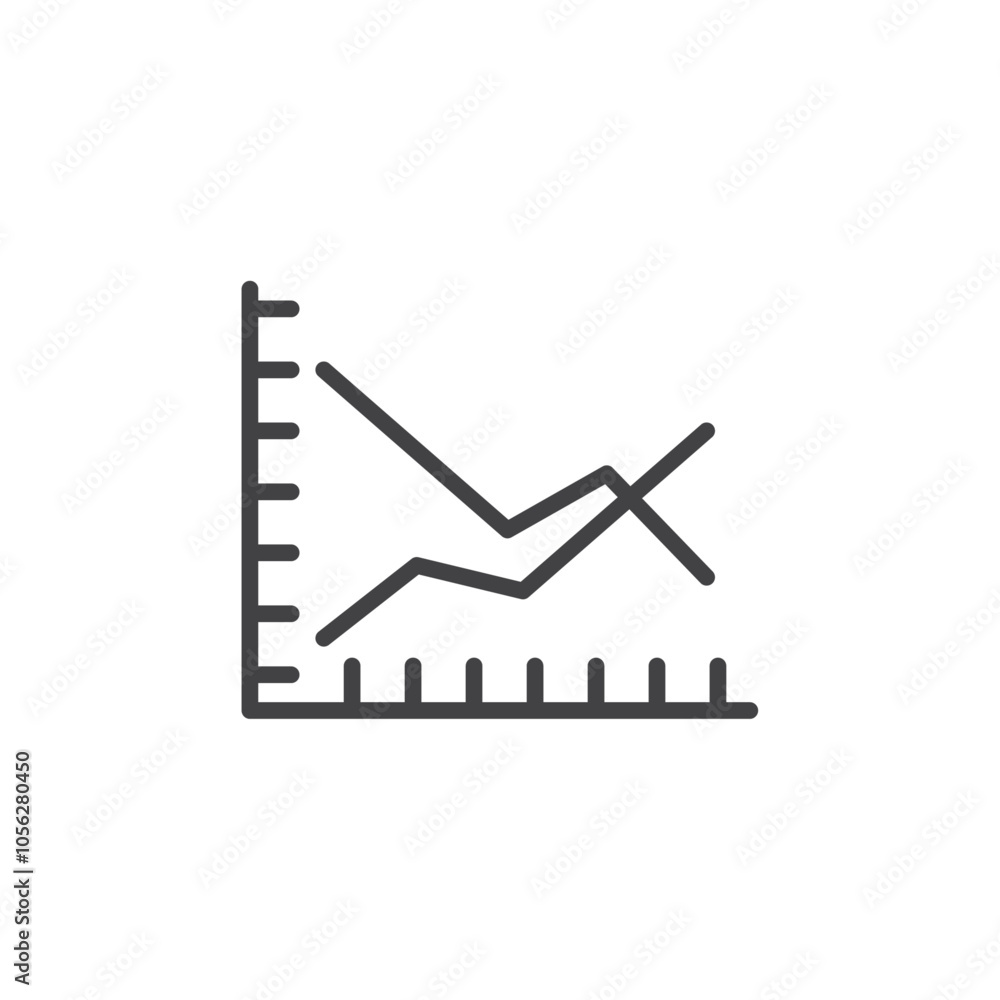 Line Chart Icon Symbol mark in filled style Line Chart Icon Symbol mark in filled style