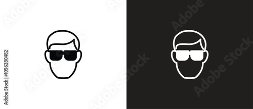 Work Safety icons in the form of glasses, Protective equipment icons, Work safety signs in black and white background.