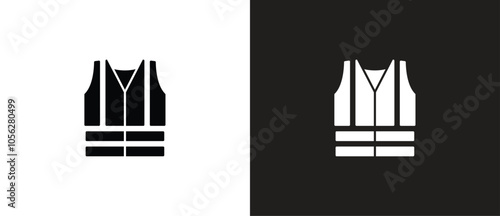 Work Safety icons in the form of Work  Vests, Personal Protective Equipment Icons, Work Safety Signs on a black and white backgroud
