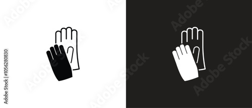 Work Safety icons in the form of   Work Gloves. Personal Protective Equipment Icons, Work Safety Signs on a black and white backgroud.