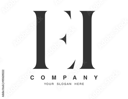 EI logo design. Initial letter e and i serif font style. Creative classic company name typography. Trendy logotype or identity.