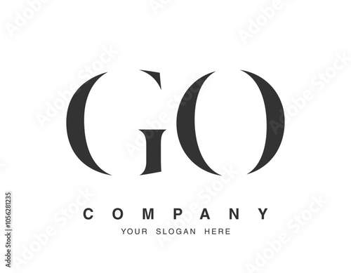 GO logo design. Initial letter g and o serif font style. Creative classic company name typography. Trendy logotype or identity.