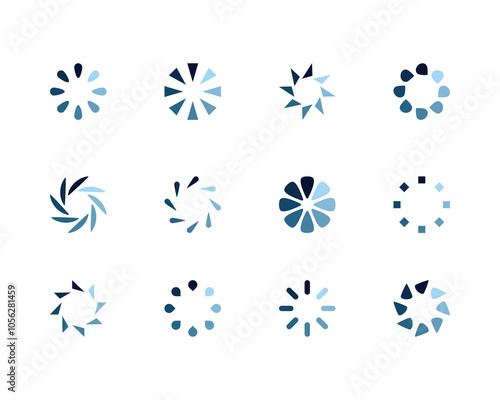 Collection Loading bar status icon. Vector illustration. Set of vector loaded icons. Download progress. Donload or Upload.