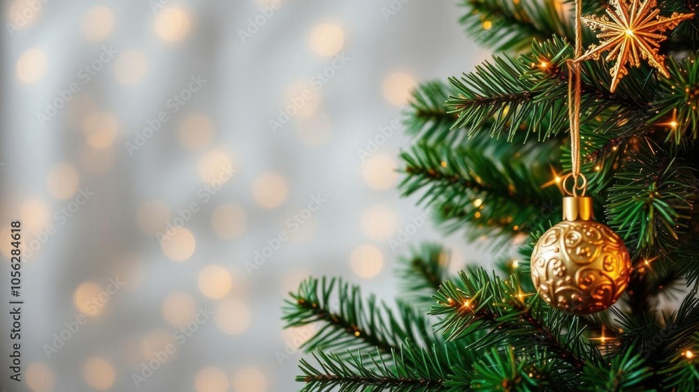Christmas tree adorned with luxurious gold sparkles, shining brightly in festive holiday decor, elegant, holiday Christmas tree adorned with luxurious gold sparkles, shining brightly in festive holiday decor, elegant, holiday