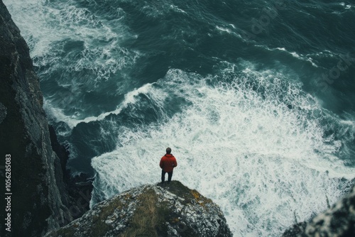 Solitudethe Sea: Majestic Cliffs and Poignant Waves Capture Nature’s Power photo