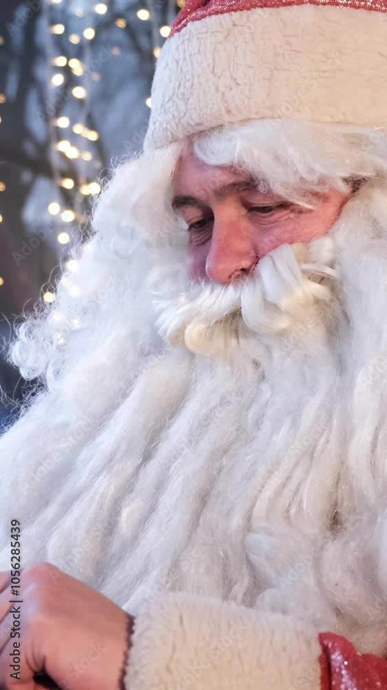 A joyful video of a Santa Claus, highlighting his warm expressions A joyful video of a Santa Claus, highlighting his warm expressions