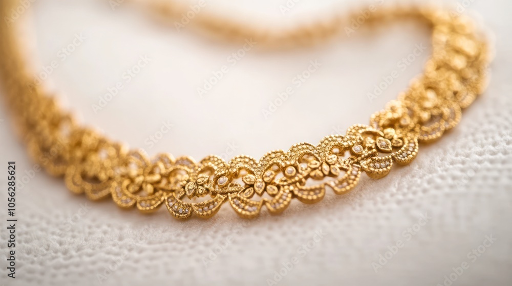 Close Up Shot of Ornate Gold Necklace Close Up Shot of Ornate Gold Necklace