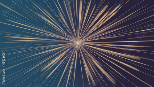 An abstract depiction of light rays radiating outwards from a central point, creating a sense of depth and motion against a gradient blue background.