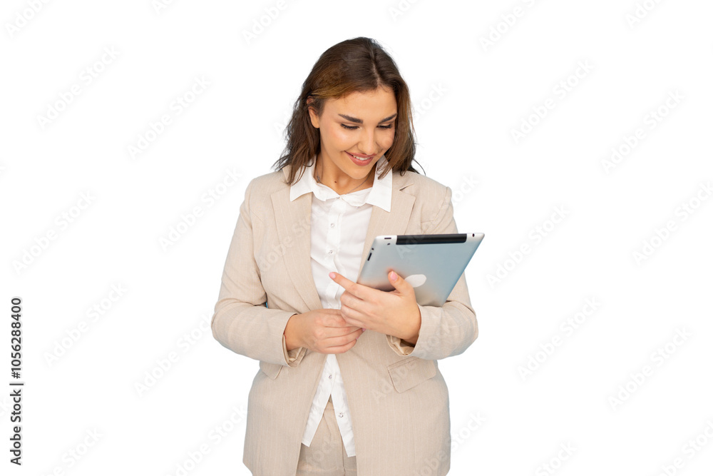 Young Latina professional confidently holding a tablet Young Latina professional confidently holding a tablet