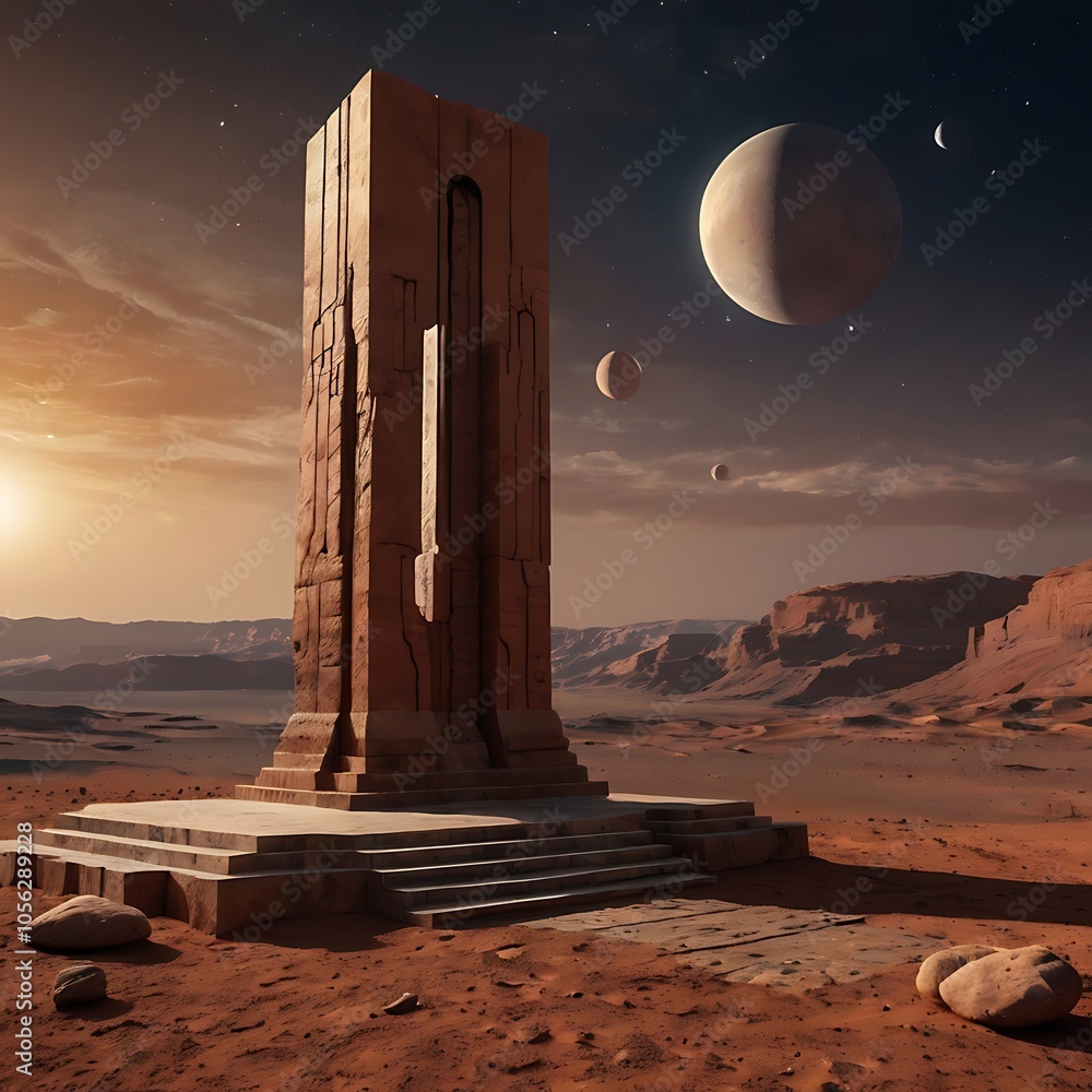 Fototapeta premium Mars Observatory Monument ,Generative AI