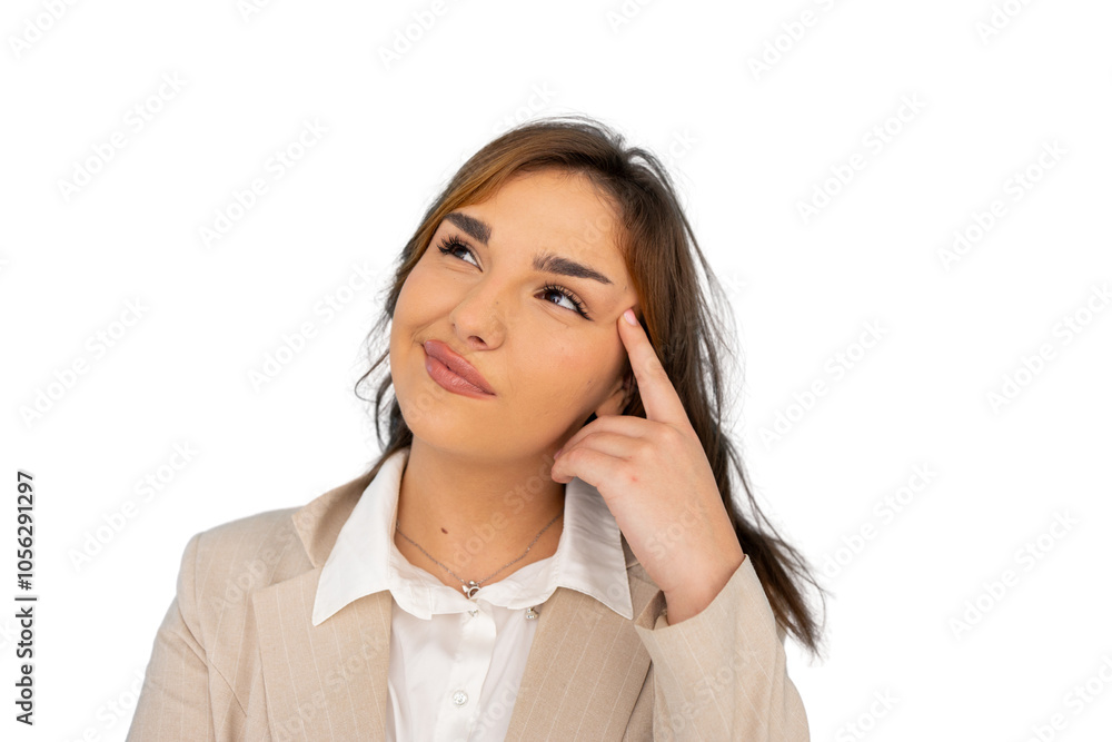 Thoughtful young woman considering new ideas Thoughtful young woman considering new ideas