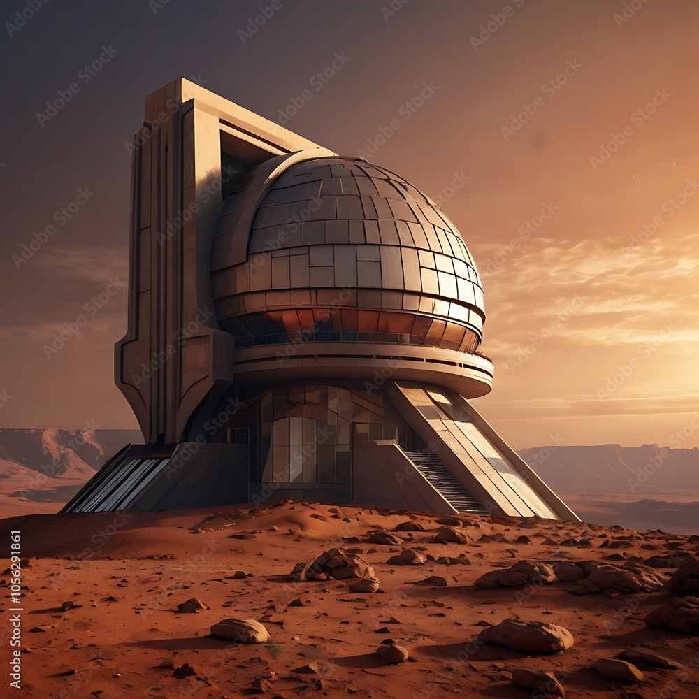 Obraz premium Mars Observatory Monument ,Generative AI