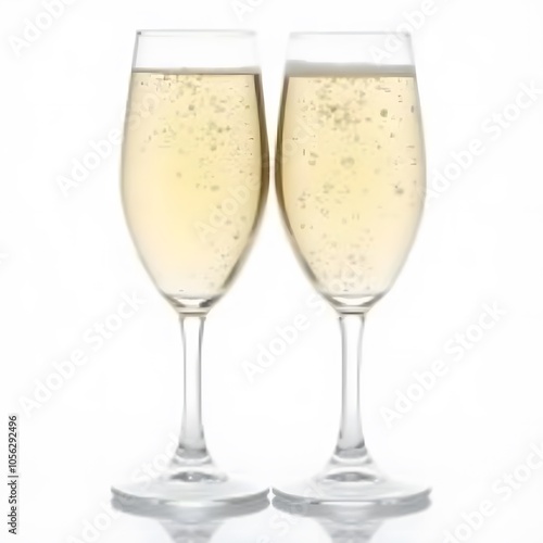 Two Glasses of Champagne Isolated on White Background