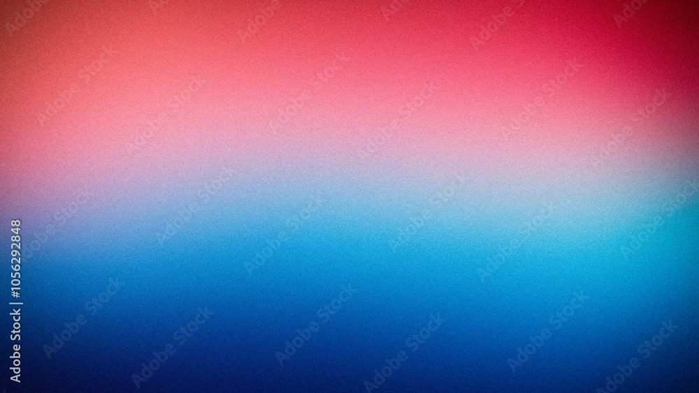 Obraz premium Abstract gradient with a smooth blend of red, pink, light blue, and deep blue hues, enhanced by a grainy texture, ideal for wallpapers, backgrounds, and digital designs