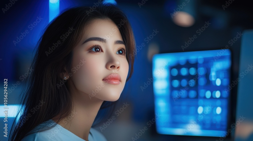Asian Lab Technician Working with Technology Asian Lab Technician Working with Technology