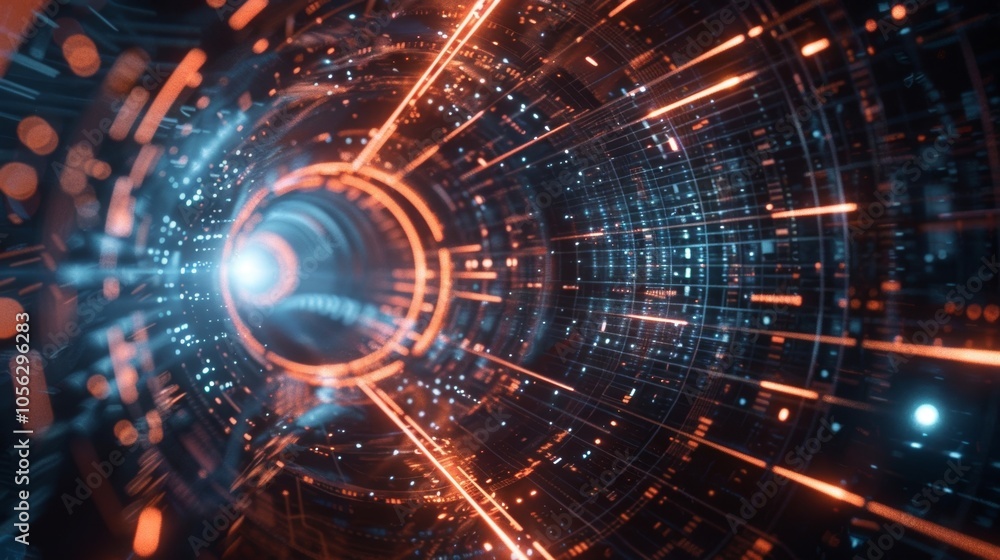 Obraz premium A virtual reality simulation of a parallel universe powered by 6G quantum computing highlighting its potential to revolutionize scientific research and exploration.