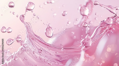 Splash of hyaluronic acid or serum on a pastel background, ideal for skincare ads.