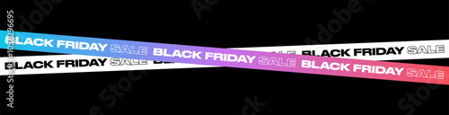 Black Friday Banner Template Vector. Black Friday Ribbon Isolated on Black Background. Modern Design for Black Friday Sale Web Banner, Advertising, Fashion Ads, Social, Poster, Label.