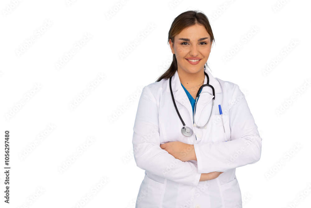 Compassionate Latina doctor in white coat Compassionate Latina doctor in white coat