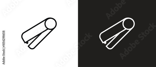 Vector icon of staples. Stationery icon.  School stationery on black and white background. 