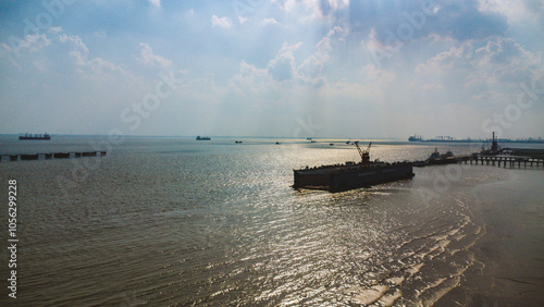 Hengsha Island, Shanghai - The view of the beach against a cloudy sky