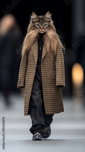 Cat walking on the fashion show . High quality photo