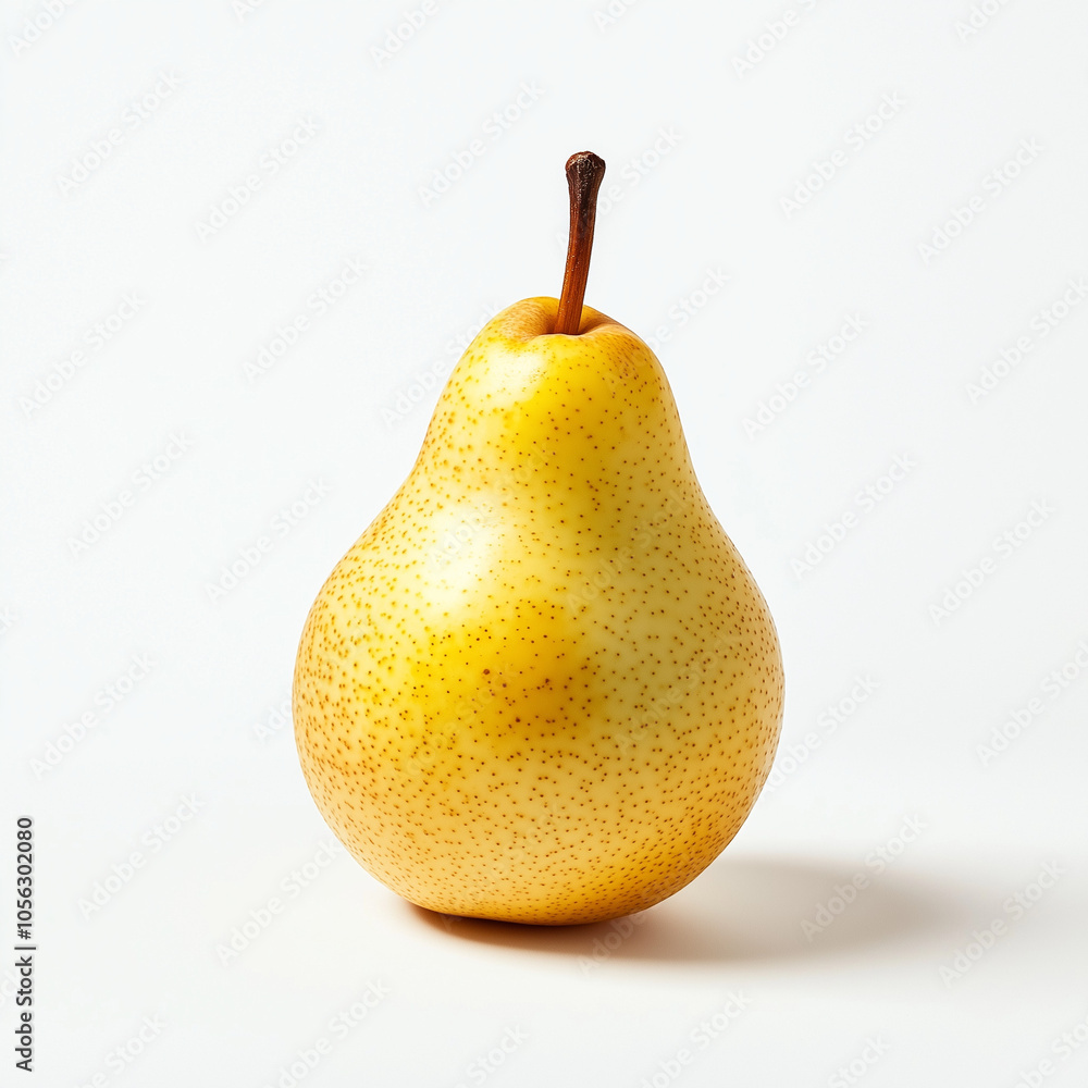 Ripe Yellow Pear with Smooth Curve Isolated on Pure White Background Ripe Yellow Pear with Smooth Curve Isolated on Pure White Background