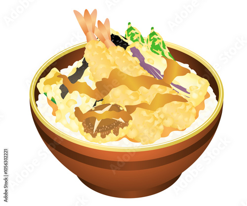 美味しそうな天丼イラストの器違い