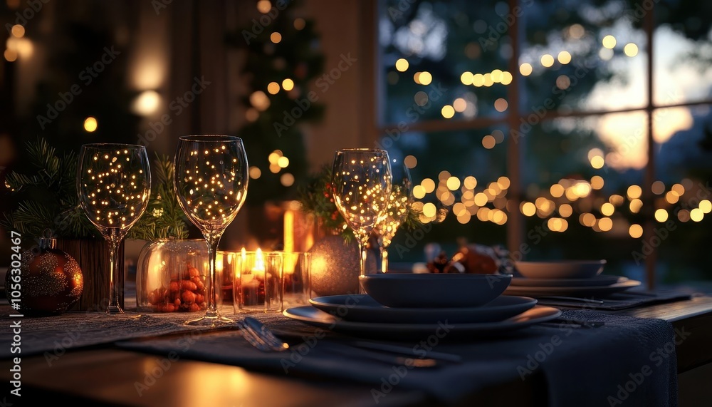 Christmas table centerpieces with glowing AR decoration guides, cozy holiday dinner table, soft warm lighting, photorealistic Christmas table centerpieces with glowing AR decoration guides, cozy holiday dinner table, soft warm lighting, photorealistic
