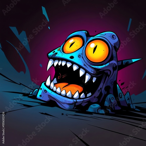 A Digital Monster Design with Wide Mouth Open