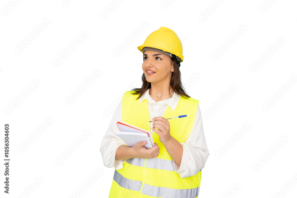 Professional Latina civil engineer inspecting construction work Professional Latina civil engineer inspecting construction work