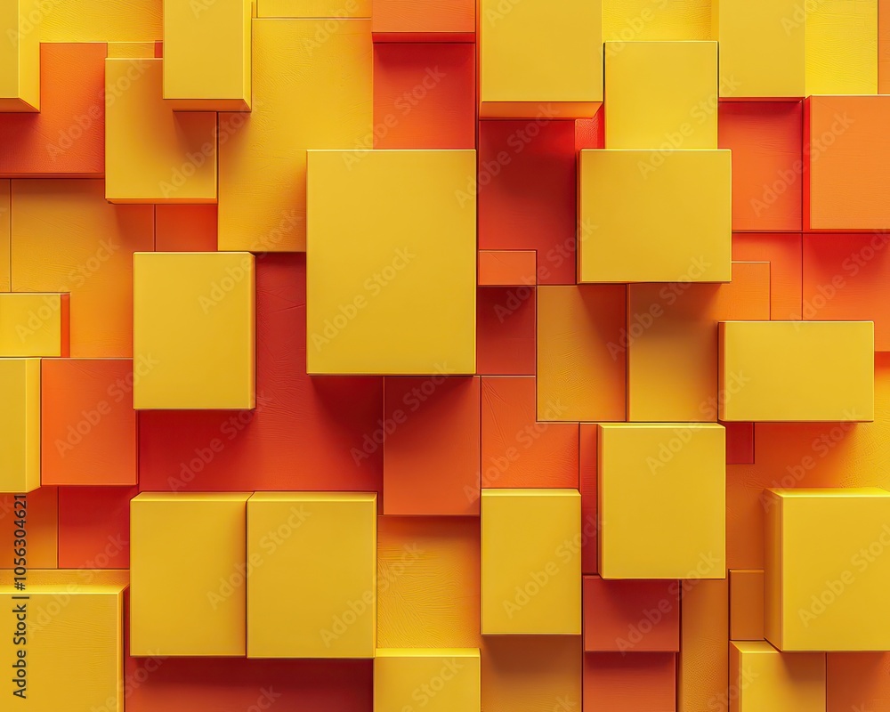 Various 3D blocks forming a yellow and orange tech wall, abstract wallpaper Various 3D blocks forming a yellow and orange tech wall, abstract wallpaper