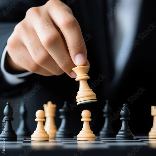 Wallpaper Mural Strategic chess move with focus and determination in competitive game Torontodigital.ca