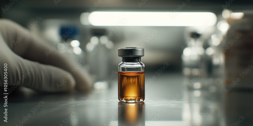 Vaccine Bottle and Scientist Hands Vaccine Bottle and Scientist Hands